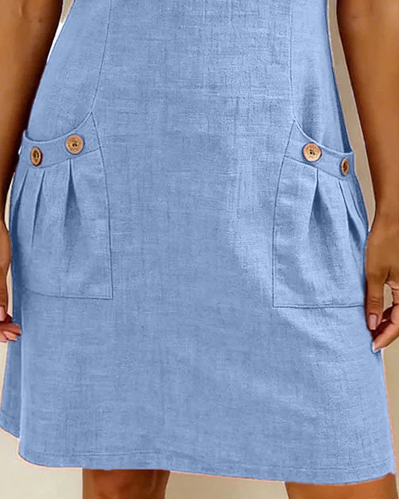 Beate™ – A-Line Short Sleeve Pocket Zipper Dress